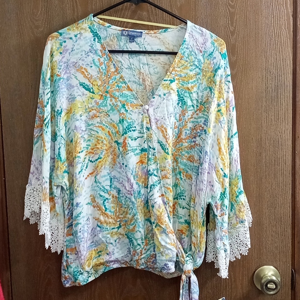 NWT Democracy Faux Wrap Top